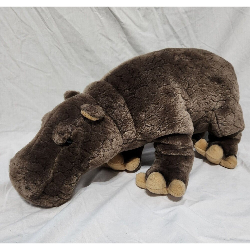 Magnussen Home Hippopotamus Hippo 18” Plush Stuffed Animal Realistic Toy